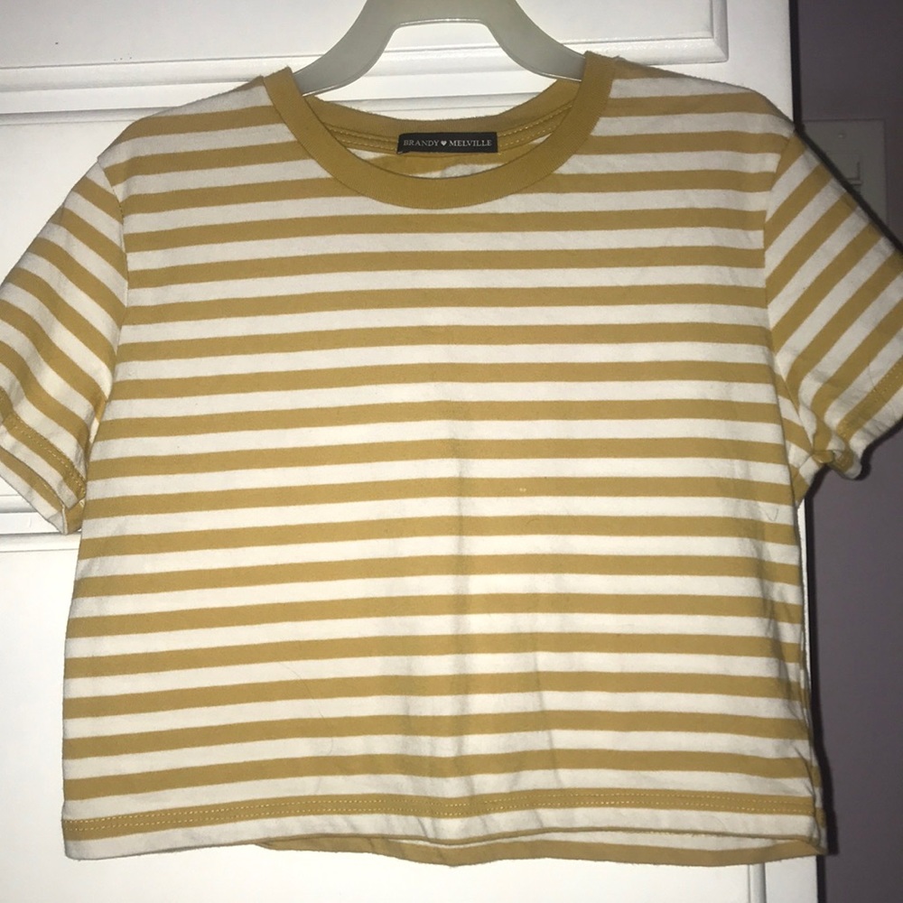Brandy Melville Yellow striped crop top